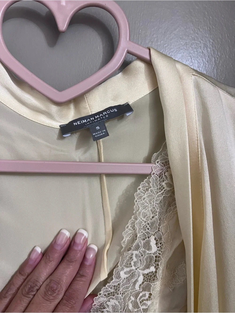 Neiman Marcus Cream Lace Trim Satin Chemise - FITS LIKE XS
